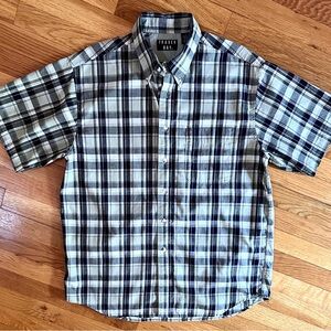 Vintage Trader Bay Men's Plaid Button Down Cotton Short Sleeve Shirt (L) EUC